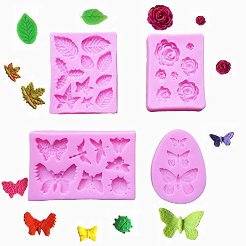 Flowers Grass Dragonfly Silicone Mold Fondant Molds Cake Decorating Tools D 